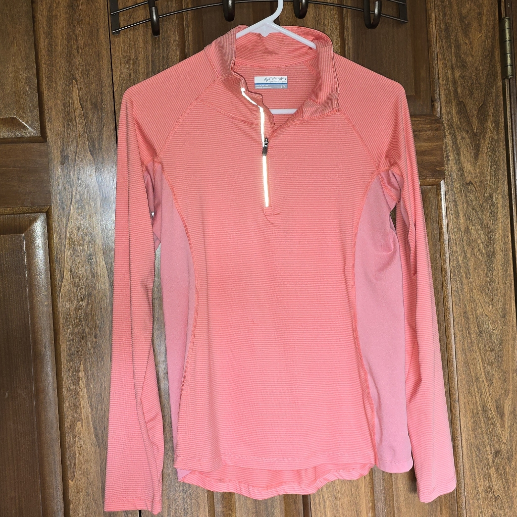 Columbia: Half Zip Pullover, Lightweight Coral/Pink Colorblock|Women's: Small